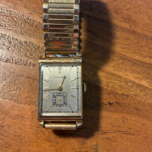 Vintage (1940's) Gold Retangular Manual Longinew Watch w/Sub-Seconds Dial